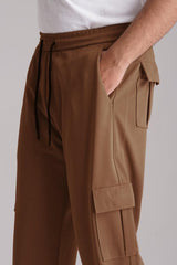 Unisex Six Pocket Loose Fit Cargo Trouser - Brown