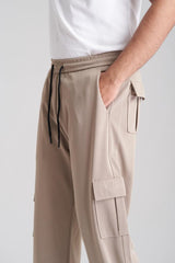 Unisex Six Pocket Loose Fit Cargo Trouser - Beige