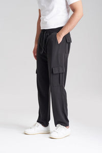 Unisex Six Pocket Loose Fit Cargo Trouser - Black