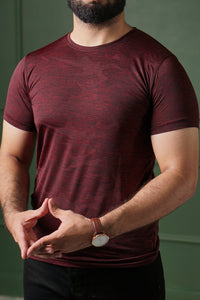 Textured T-Shirt - Maroon
